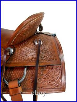 Pro Western Roping Ranch Horse Saddle 15 16 17 18 Floral Tooled Leather Tack Set