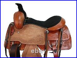 Pro Western Roping Ranch Saddle 17 16 15 Pleasure Tooled Leather Horse Tack Set