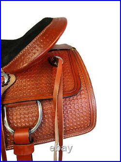 Pro Western Roping Saddle 16 17 Pleasure Horse Ranching Tooled Leather Tack Set