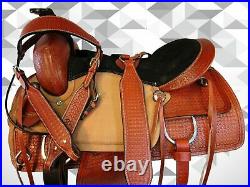 Pro Western Roping Saddle 16 17 Pleasure Horse Ranching Tooled Leather Tack Set