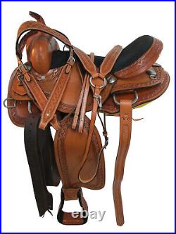 Pro Western Saddle Barrel Racing Horse Pleasure Tooled Leather Tack 15 16 17 18