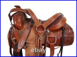 Pro Western Saddle Horse Pleasure Trail Tooled Leather Roping Tack 15 16 17 18