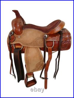 Pro Western Saddle Horse Pleasure Trail Tooled Leather Roping Tack 15 16 17 18