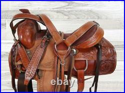Pro Western Saddle Horse Pleasure Trail Tooled Leather Roping Tack 15 16 17 18