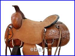 Pro Western Saddle Roping Ranch Roper Horse Tooled Leather Tack Set 15 16 17 18