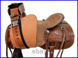 Pro Western Saddle Roping Ranch Roper Horse Tooled Leather Tack Set 15 16 17 18