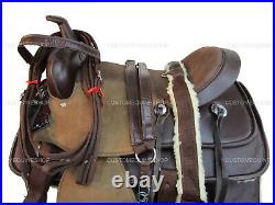 Pro Western Synthetic Horse Saddle Pleasure Trail Brown Tack Set 15 16 17 18