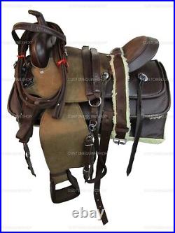 Pro Western Synthetic Horse Saddle Pleasure Trail Brown Tack Set 15 16 17 18