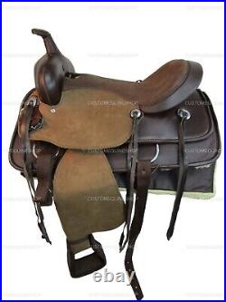 Pro Western Synthetic Horse Saddle Pleasure Trail Brown Tack Set 15 16 17 18