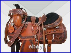 Pro Western Trail Saddle Floral Tooled Used Leather Horse Pleasure 15 16 17 18