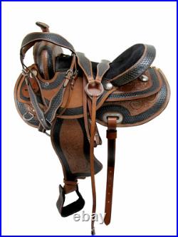 Pro Western Trail Saddle Horse Pleasure Tooled Leather Barrel Tack 15 16 17 18