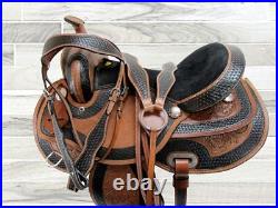 Pro Western Trail Saddle Horse Pleasure Tooled Leather Barrel Tack 15 16 17 18
