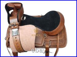 Pure Leather Western Black Suede Seat Horse Saddle With Tooling (Size 15)