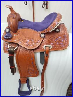 Purple Barrel Racing Western Leather Premium Horse Tack Saddle size 15