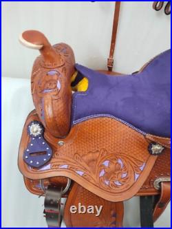 Purple Barrel Racing Western Leather Premium Horse Tack Saddle size 15 Purple Barrel Racing Western Leather Premium Horse Tack Saddle size 15