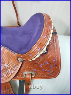 Purple Barrel Racing Western Leather Premium Horse Tack Saddle size 15