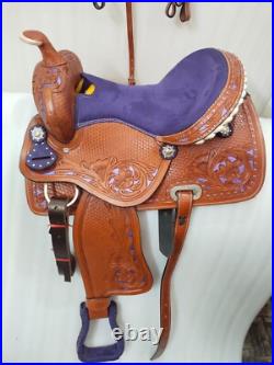 Purple Barrel Racing Western Leather Premium Horse Tack Saddle size 15