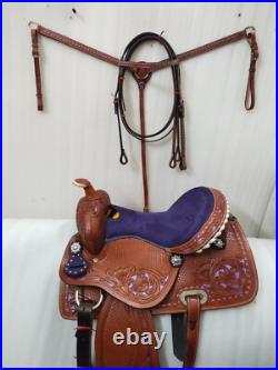 Purple Barrel Racing Western Leather Premium Horse Tack Saddle size 15