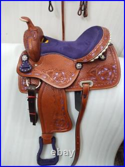 Purple Barrel Racing Western Leather Premium Horse Tack Saddle size 15