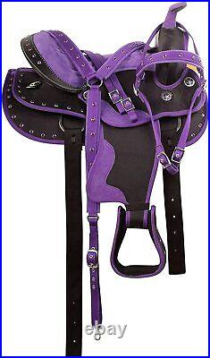 Purple Western Barrel Racing Synthetic Equestrian Horse Saddle Tack Barrel Set