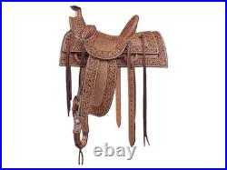 RANCH ROPING WESTERN SADDLE TOOLED HORSE PLEASURE ROUGH OUT LEATHER 16 Inch NEW