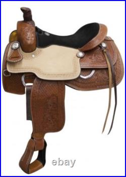 ROPER SADDLE Rough Out Leather Double Rigged Suede Leather Seat FQHB