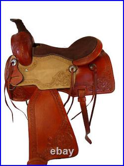 Ranch Roping Saddle Pro Western Horse Pleasure Floral Tooled Leather Tack 17 15