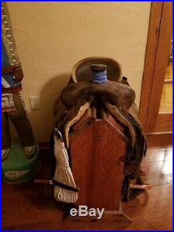 Ranch Roping Saddle, Team roping, Heavy duty Tree Bull hide wrapped (No Reserve)
