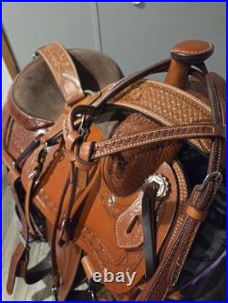 Ranch Saddle Split Rail Silver Royal MATCHING BREAST COLLAR AND HEADSTALL