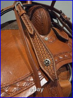 Ranch Saddle Split Rail Silver Royal MATCHING BREAST COLLAR AND HEADSTALL