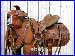 Ranch Saddle Western Cowboy Roping Horse Tooled Leather Tack Set 15 16 17 18 Ranch Saddle Western Cowboy Roping Horse Tooled Leather Tack Set 15 16 17 18