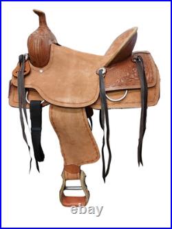 Rancher Half Breed Saddle 10 Barbwire Tooling Roughout Kids Western Saddle