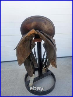Rare 1890s SC Gallup Pueblo Style Slick Fork Saddle with Brass Horn