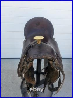 Rare 1890s SC Gallup Pueblo Style Slick Fork Saddle with Brass Horn