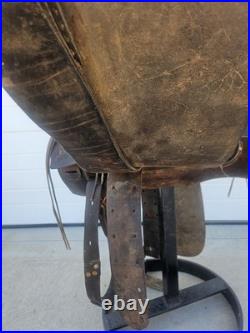 Rare 1890s SC Gallup Pueblo Style Slick Fork Saddle with Brass Horn