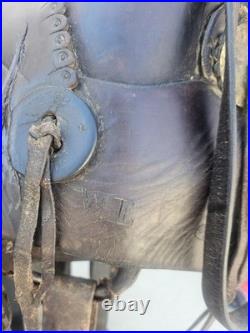 Rare 1890s SC Gallup Pueblo Style Slick Fork Saddle with Brass Horn