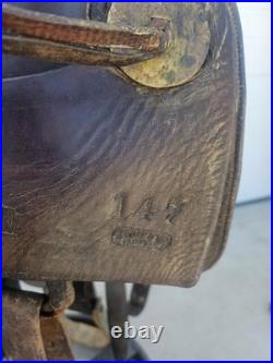 Rare 1890s SC Gallup Pueblo Style Slick Fork Saddle with Brass Horn