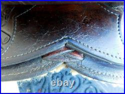 Rare Fred Hook Western Leather Saddle 17 Hand Tooled Champion Turf Blevin