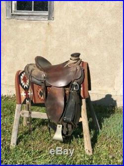Rare Jeff Hanson Wade Roping, Trail, Western Ranch 16 Saddle with stirrup twists