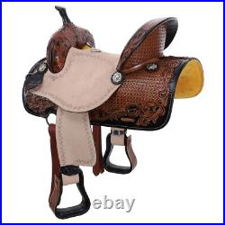 Regal Bloom Youth Barrel Saddle Waffle & Floral Tooling Full QH Bars 13 NEW