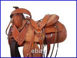 Rodeo Ranch Roping Saddle Western Horse Basket Tooled Leather Tack 15 16 17 18