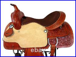 Rodeo Saddle Western Show Horse Pleasure Tooled Leather Barrel Racing Tack 15 16