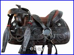 Rodeo Western Barrel Saddle Horse Pleasure Tooled Leather Tack Set 18 17 16 15