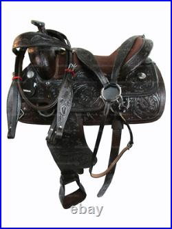 Rodeo Western Barrel Saddle Horse Pleasure Tooled Leather Tack Set 18 17 16 15
