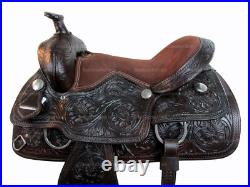 Rodeo Western Barrel Saddle Horse Pleasure Tooled Leather Tack Set 18 17 16 15