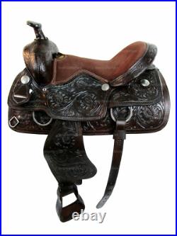 Rodeo Western Barrel Saddle Horse Pleasure Tooled Leather Tack Set 18 17 16 15