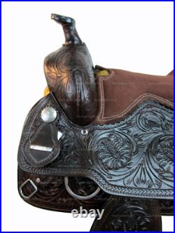 Rodeo Western Barrel Saddle Horse Pleasure Tooled Leather Tack Set 18 17 16 15
