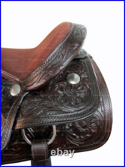 Rodeo Western Barrel Saddle Horse Pleasure Tooled Leather Tack Set 18 17 16 15