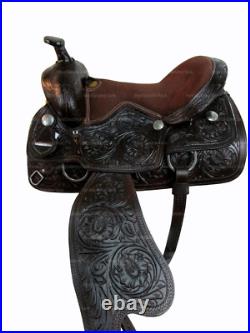 Rodeo Western Barrel Saddle Horse Pleasure Tooled Leather Tack Set 18 17 16 15