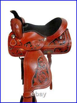 Rodeo Western Horse Saddle Barrel Racing Pleasure Tooled Used Leather 15 16 17